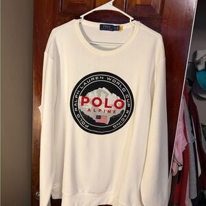 Ralph Lauren Polo Alpine Crewneck Sweatshirt in Cream with Red & Black Logo